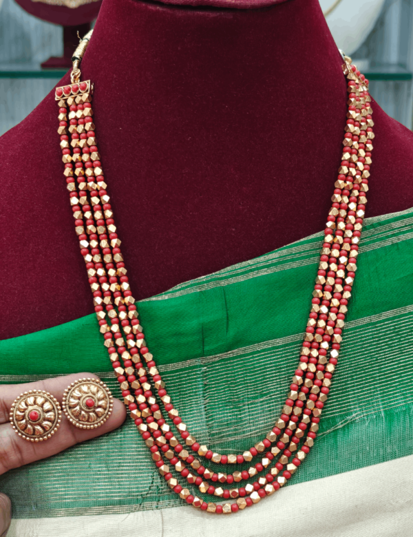 Four line coral beads antique long mala