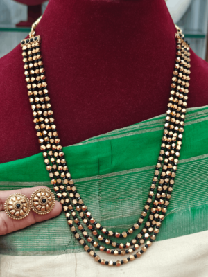 Four line  beads antique long mala(black)