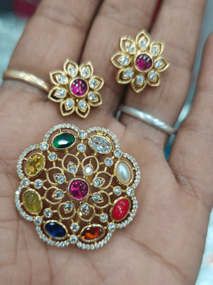 Navratna pendant set
