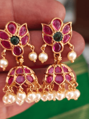 Ruby flower jhumkha