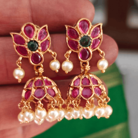 Ruby flower jhumkha