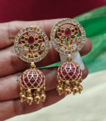 Lotus Jadau jhumkha (White ruby)