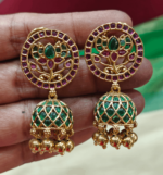 Lotus Jadau jhumkha (Ruby green)
