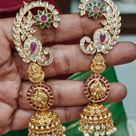 Peacock lakshmi earcuff jhumkha