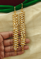 Golden balls with pearl ear chain