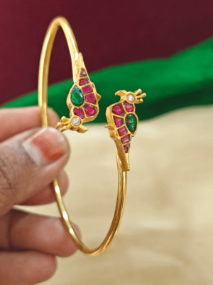 Double bird kundan jadau bracelet