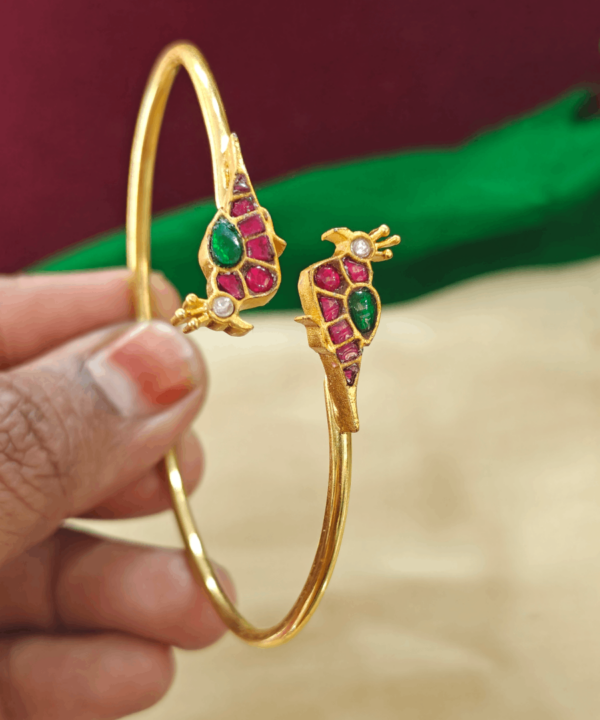 Double bird kundan jadau bracelet