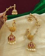 Peacock jhumka ear cuff(white)