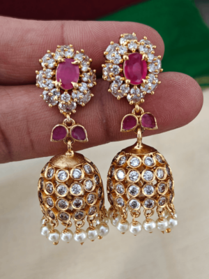 Sunflower jhumka(ruby)
