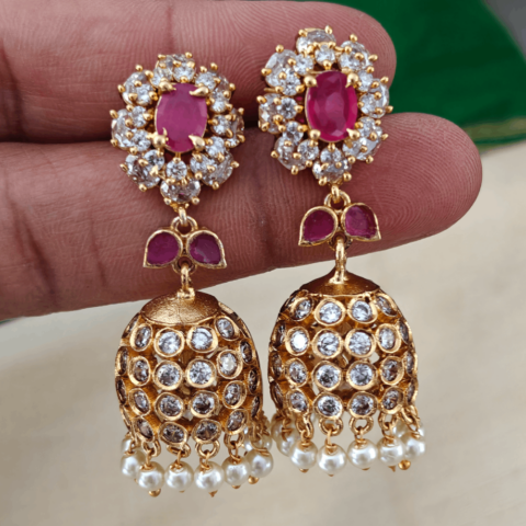 Sunflower jhumka(ruby)