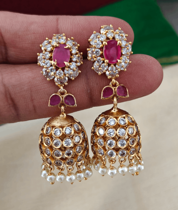 Sunflower jhumka(ruby)