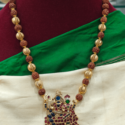 Shiv parvati pendant with rudraksha