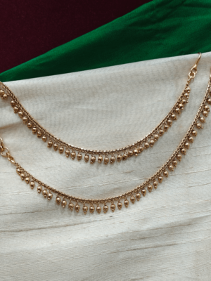 Single line antique gold balls ear chain