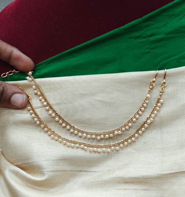 single line pearls ear chain