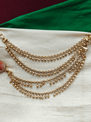 Double line antique balls ear chain