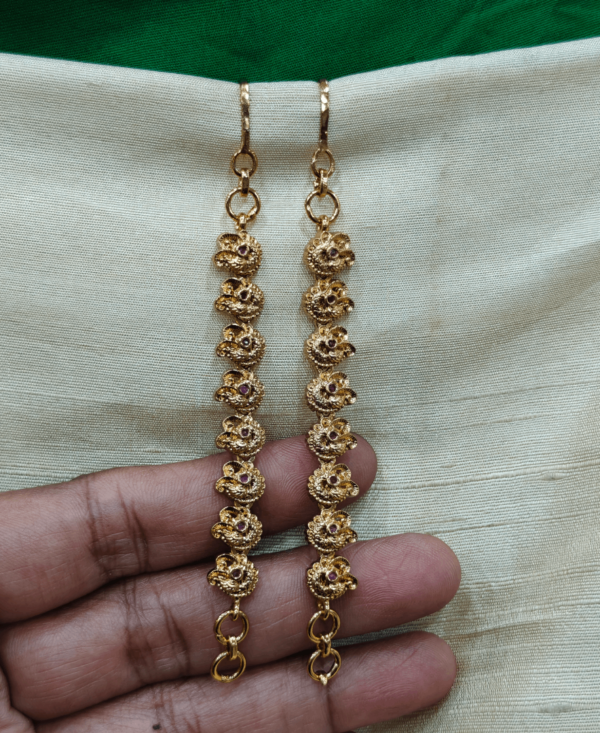 peacock flower ear chain