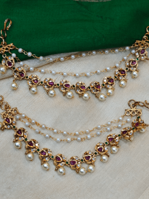 Peacock flower ear chain design2