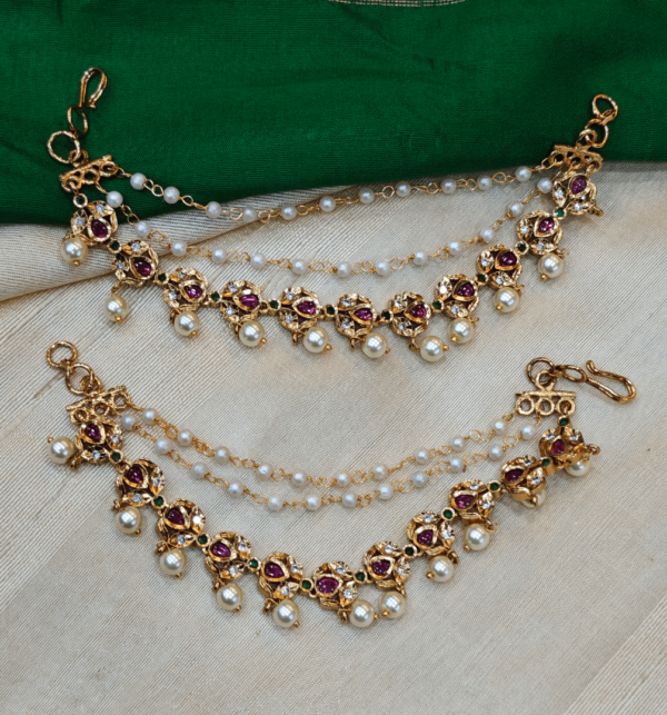 Peacock flower ear chain design2