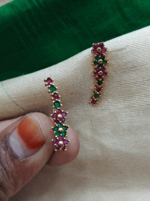 Flower mini earcuff(ruby,green)