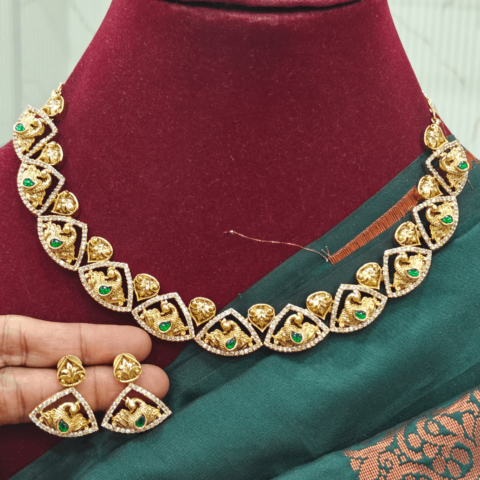 Pecock jadau necklace(green)