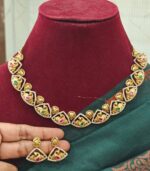 Pecock jadau necklace(green,pink)