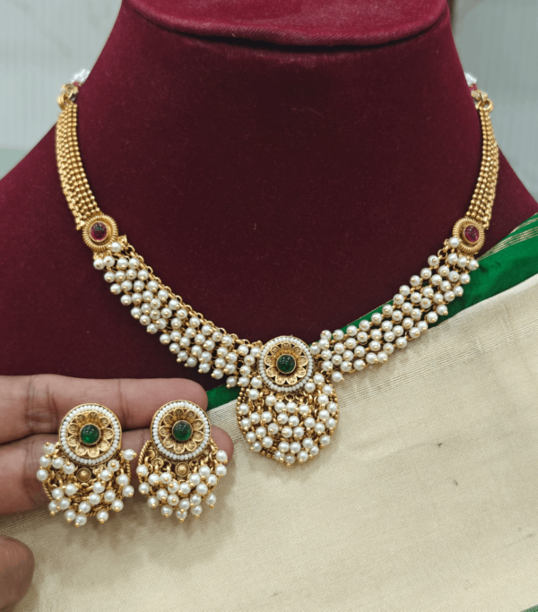 pearl necklace(green,ruby)