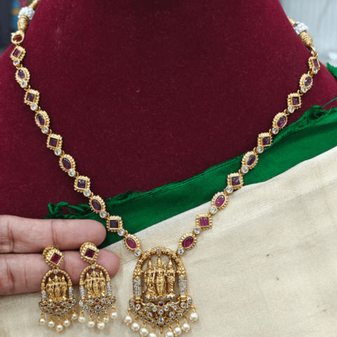 Ram parivar necklace(ruby)