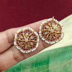 Flower stud with pearl(white,ruby)