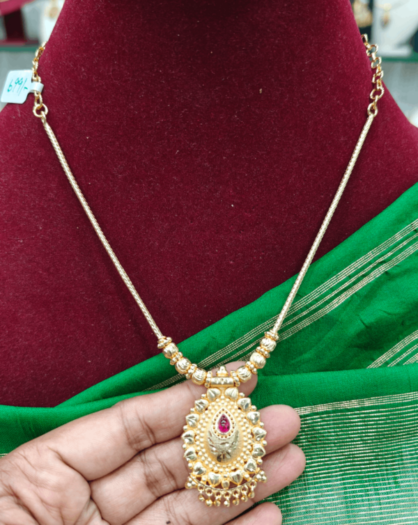 Ruby stone oval pendent 2