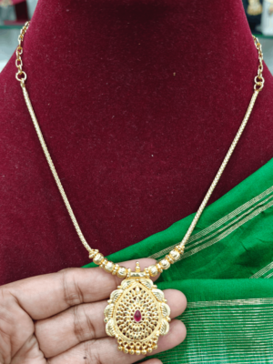 Ruby stone oval pendant