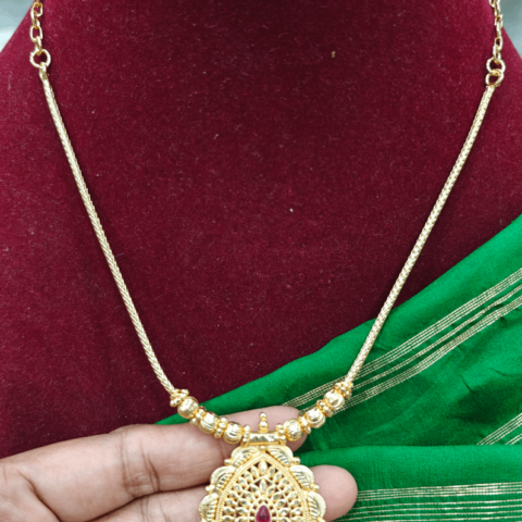 Ruby stone oval pendant