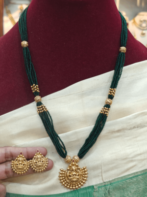Lakshmi green beads necklace