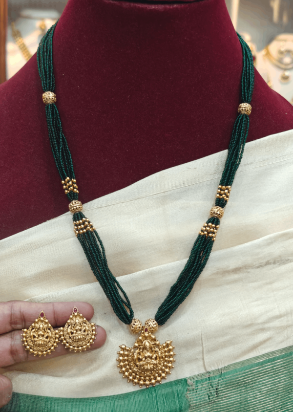 Lakshmi green beads necklace