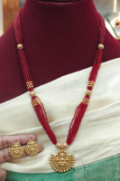 Lakshmi red beads necklace