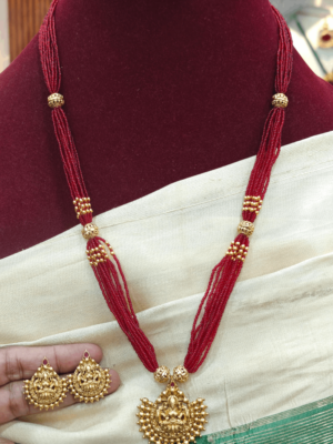 Lakshmi red beads necklace