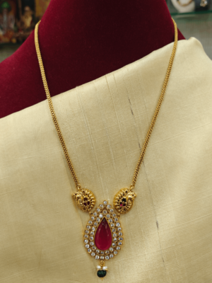 Annam thilagam padhakam chain with pendant (ruby)