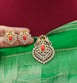 Double peacock coral pendent set