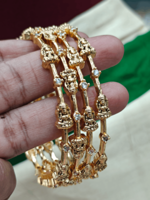 Antique finished AD stones lakshmi bridal set bangles