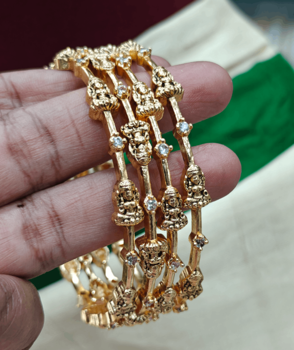 Antique finished AD stones lakshmi bridal set bangles