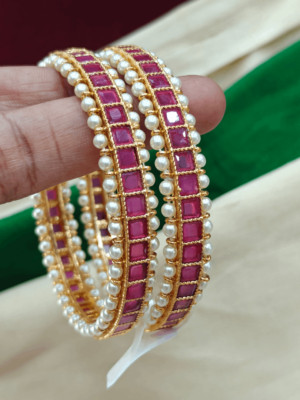 Ruby with pearl bangle