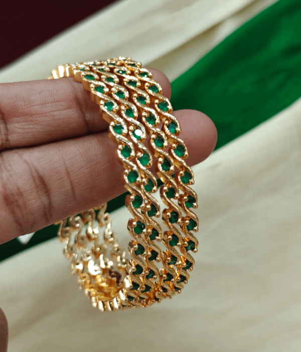 Harshi green stone banles(set of 4)