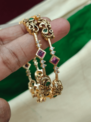 Multicolor peacock kambi bangles