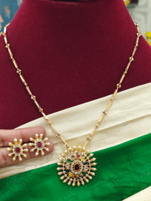 Navarathna pendant with gunguru chain