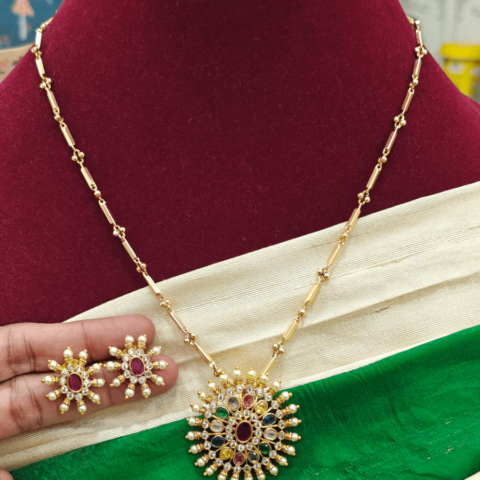 Navarathna pendant with gunguru chain