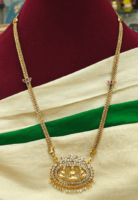 Three -daimentional lakshmi pendant with lotus chain