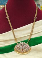 Double swan pendant with lotus chain(ruby)