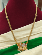 Lotus pendant with double line lotus chain