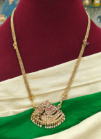 Impon pendant with double line lotus chain