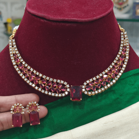 Gem stone (AD)chocker set(ruby)