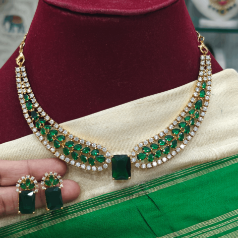 Gem stone (AD)choker set(green)